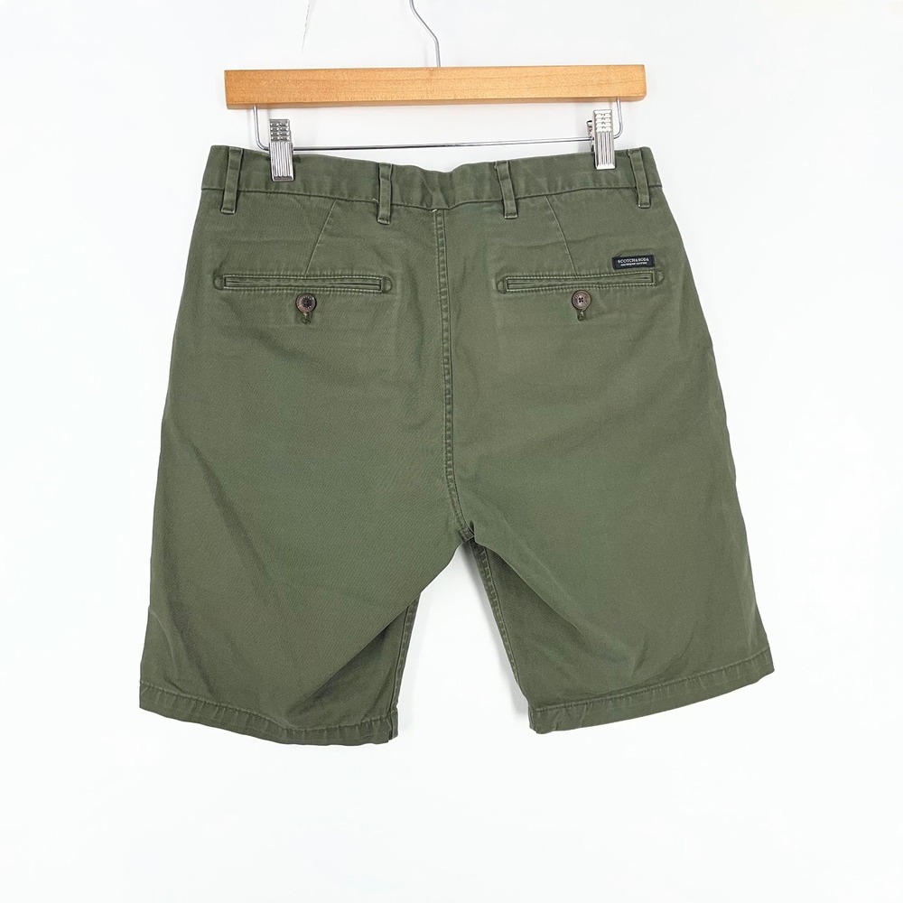 Scotch & Soda Mens Olive Green Chino Shorts Amsterdam Couture Cotton Twill - Picture 2 of 16